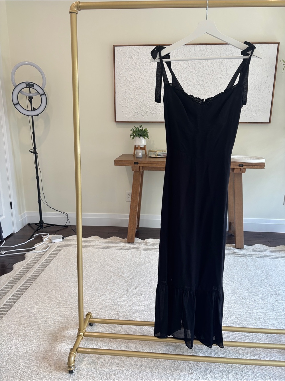 Reformation Black Tie-Shoulder Maxi Dress